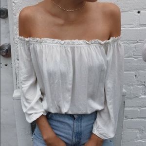 Brandy Melville White Off the Shoulder Maura Top